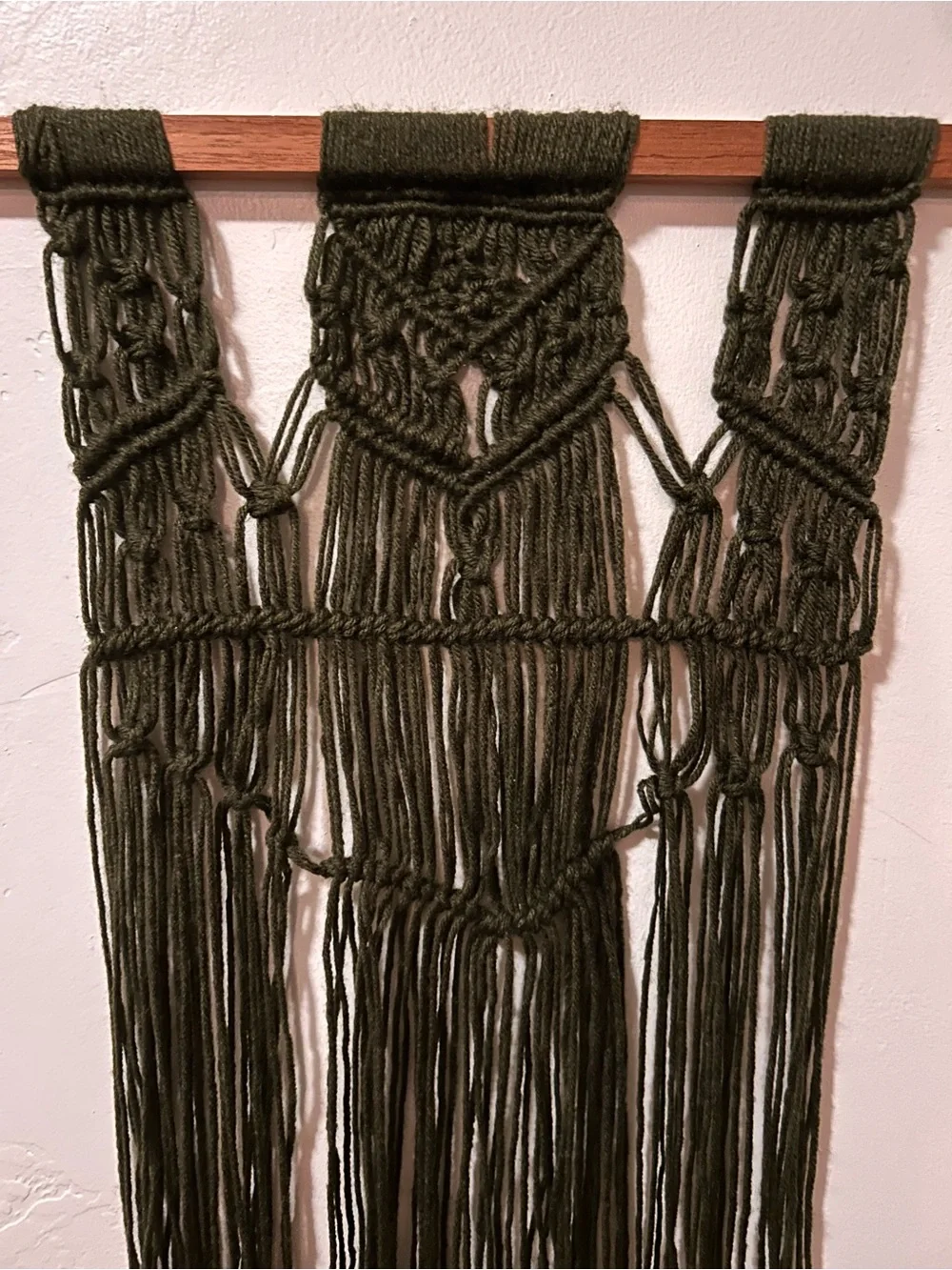 Handcrafted Dark Olive Green Macramé Wall Hanging